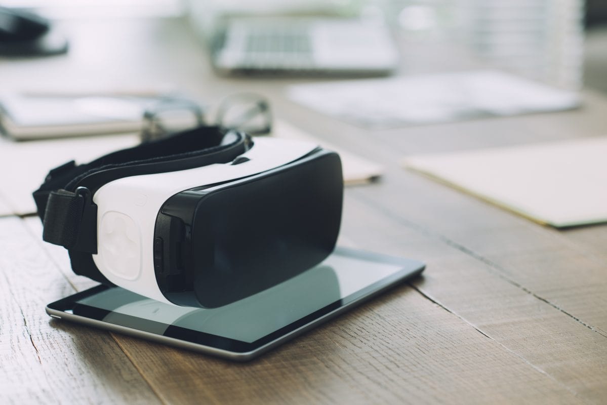virtual reality headset on the table 